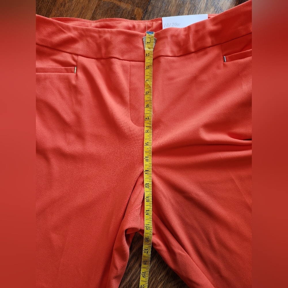 NWT Cato Plus Size 18/20W Mid-Rise Slim Ankle Pants Tiger Lily Orange Coral - Picture 6 of 10